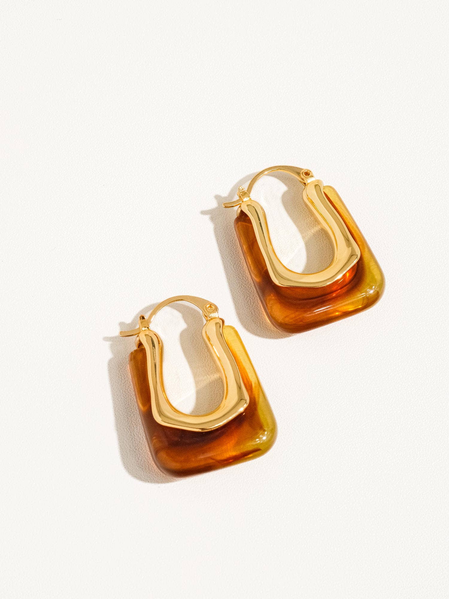 Talia 18K Gold Plated U-Shaped Boho Hoop Earring: Red