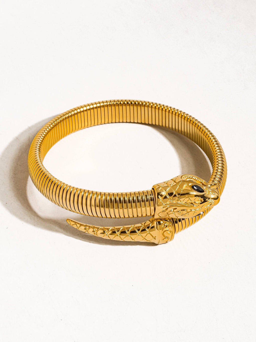 Paix 18K Gold Plated Non-Tarnish Serpent Bangle: Yellow Gold