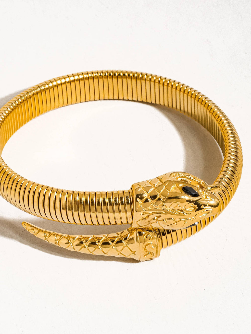 Paix 18K Gold Plated Non-Tarnish Serpent Bangle: Yellow Gold
