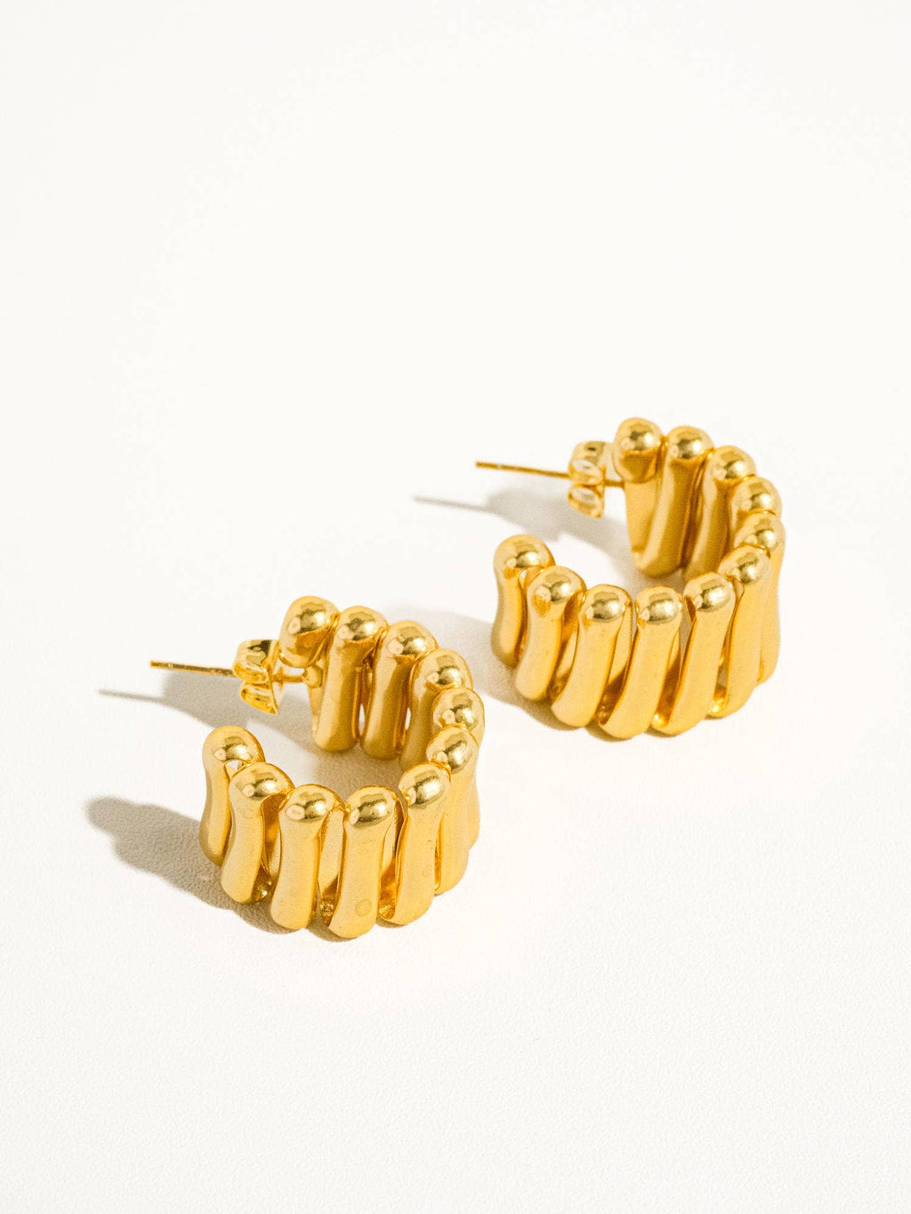 Nyla 18K Vintage Gold-Plated Modern Hoop Earring: Yellow Gold