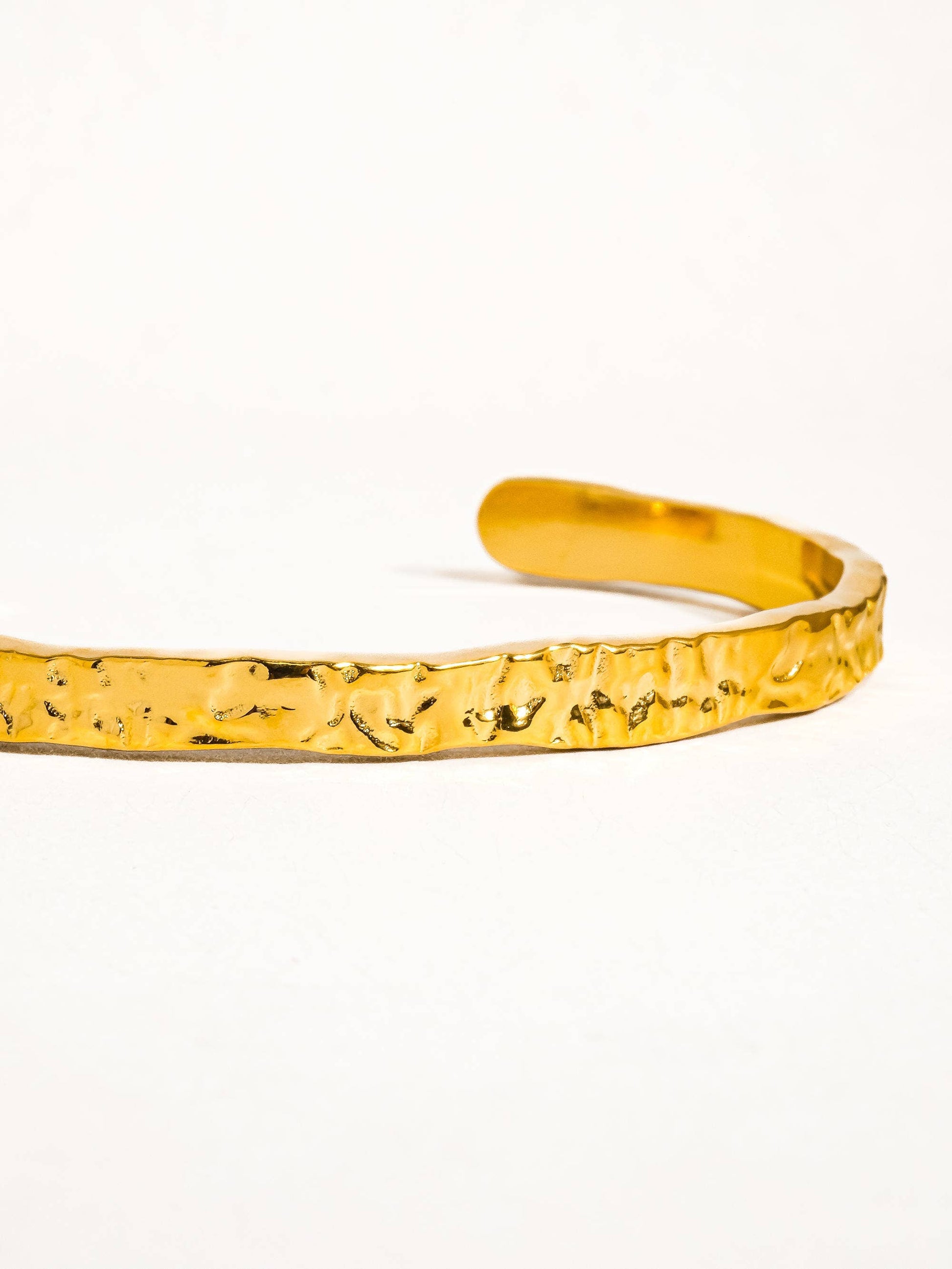 Bastien 18K Gold Plated Non-Tarnish Textured Thin Bangle: Yellow Gold