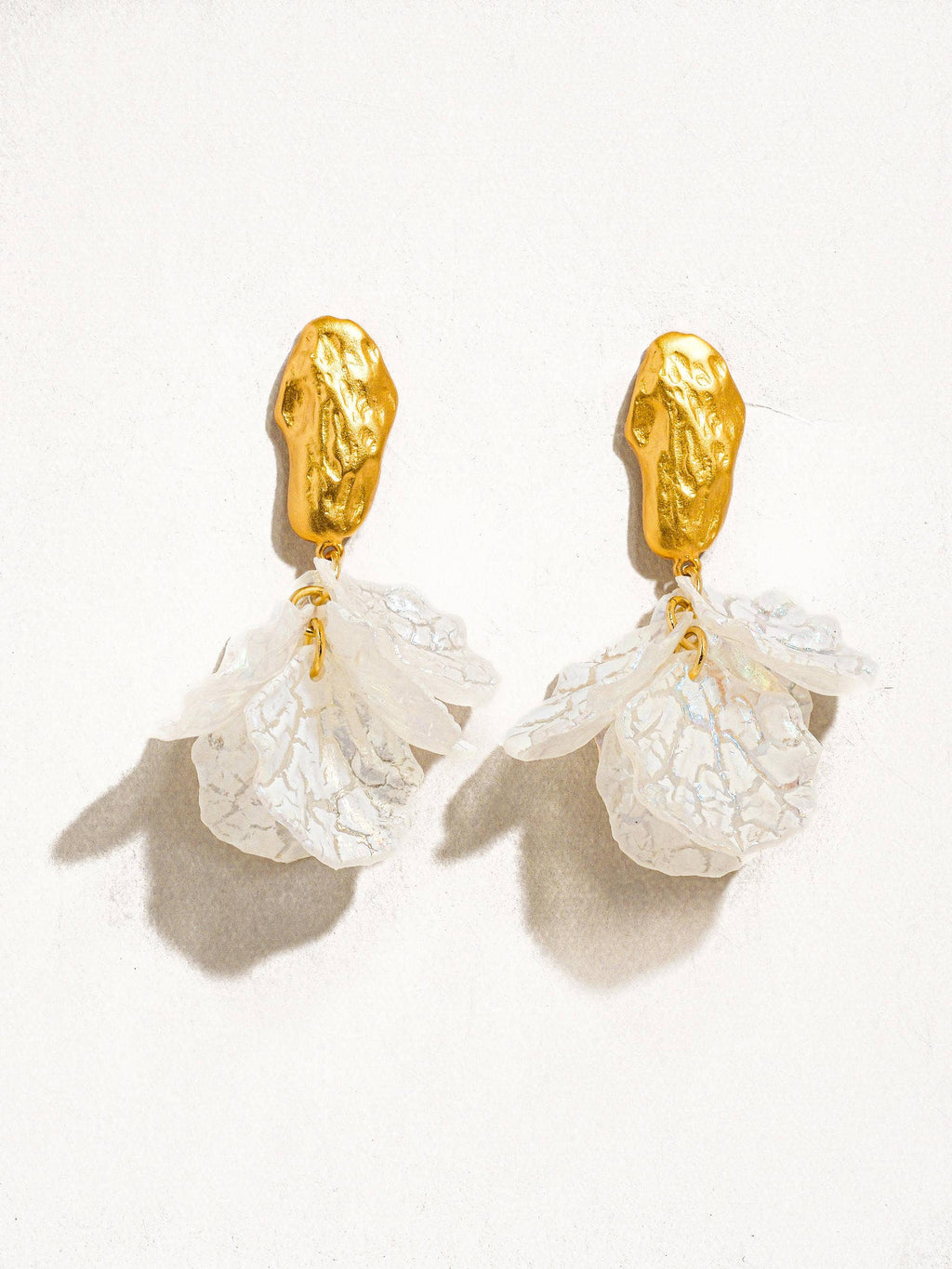 Sicilia 18K Gold Plated Boho Floral Dangle Earring: White