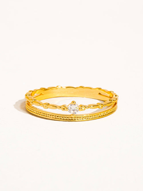 Belen 18K Gold Plated CZ Thin layered Ring: Yellow Gold