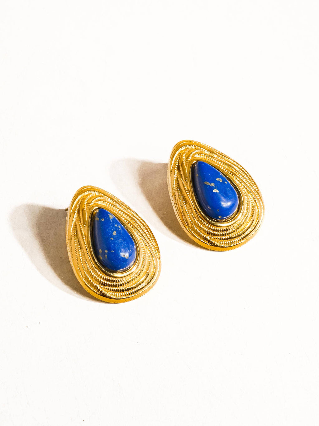 Thura 18K Gold Plated Non-Tarnish Lapis Lazuli Droplet Earring: Blue