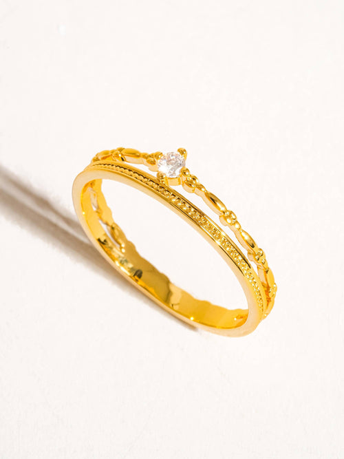 Belen 18K Gold Plated CZ Thin layered Ring: Yellow Gold