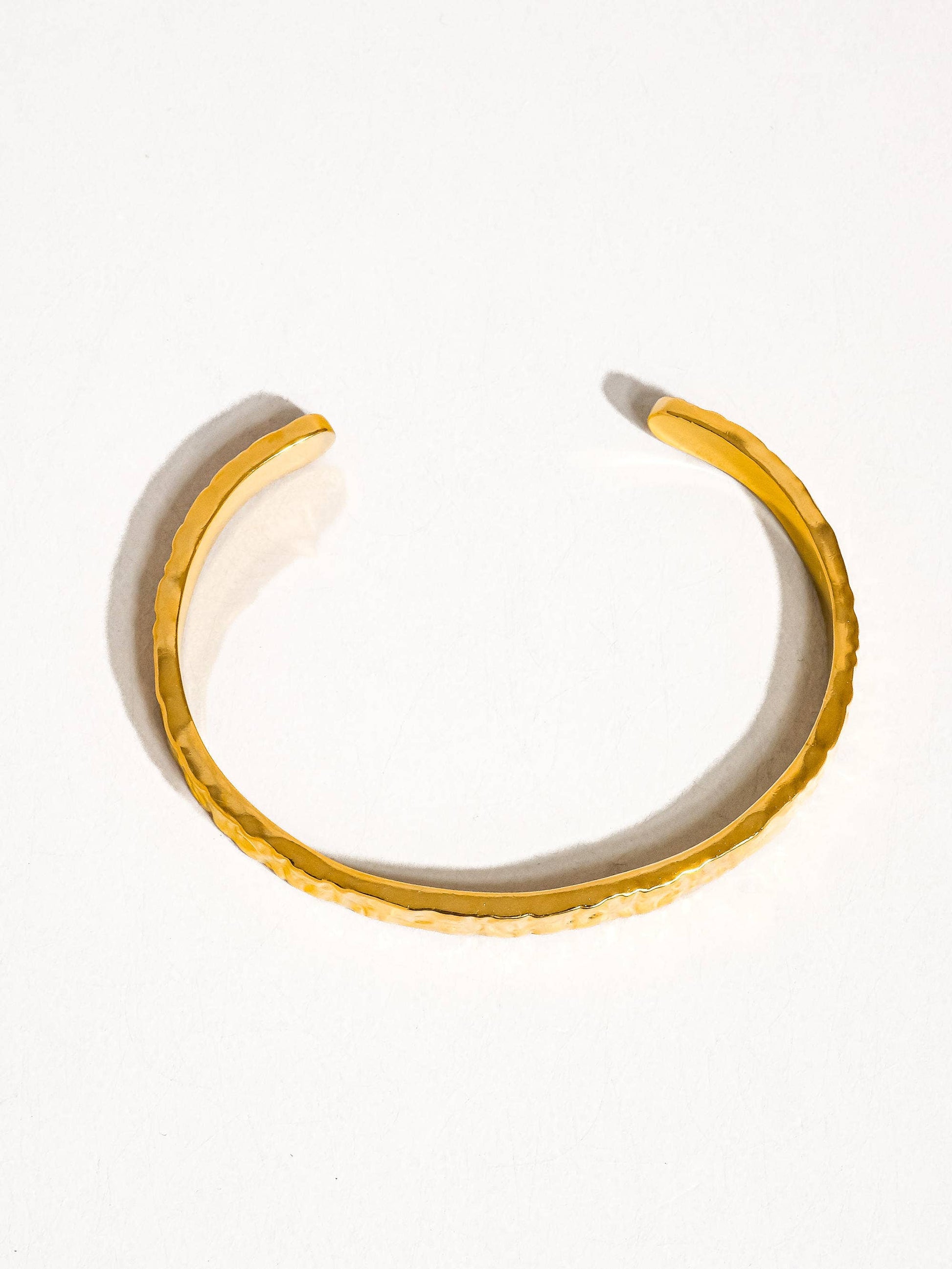 Bastien 18K Gold Plated Non-Tarnish Textured Thin Bangle: Yellow Gold