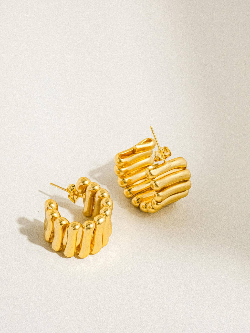 Nyla 18K Vintage Gold-Plated Modern Hoop Earring: Yellow Gold