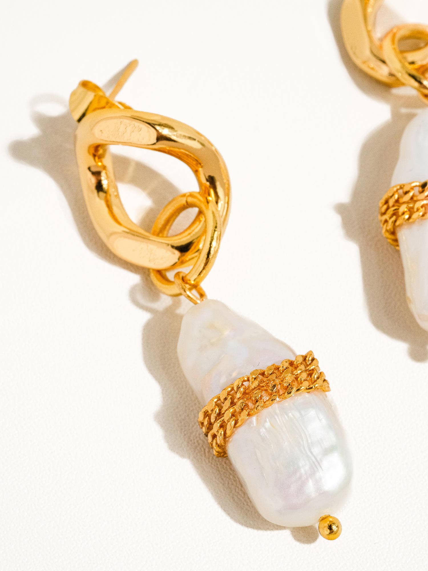 Euphoria 18K Gold Plated Natural Baroque Pearl Earrings: Yellow Gold