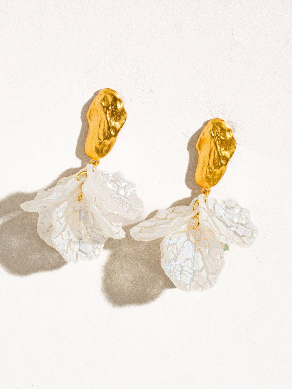 Sicilia 18K Gold Plated Boho Floral Dangle Earring: White