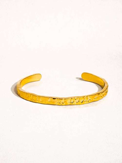 Bastien 18K Gold Plated Non-Tarnish Textured Thin Bangle: Yellow Gold