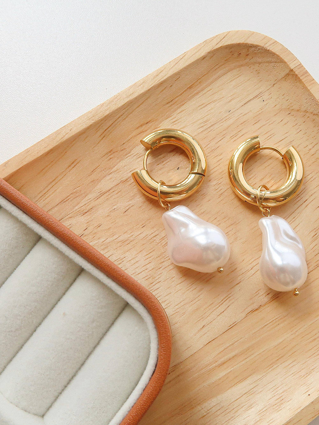 Oceana 18K Gold Plated Statement Large Pearl Earring: Yellow Gold