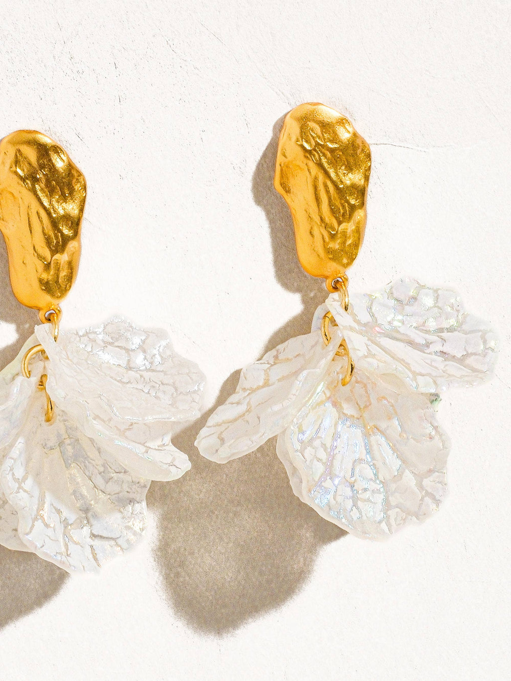 Sicilia 18K Gold Plated Boho Floral Dangle Earring: White