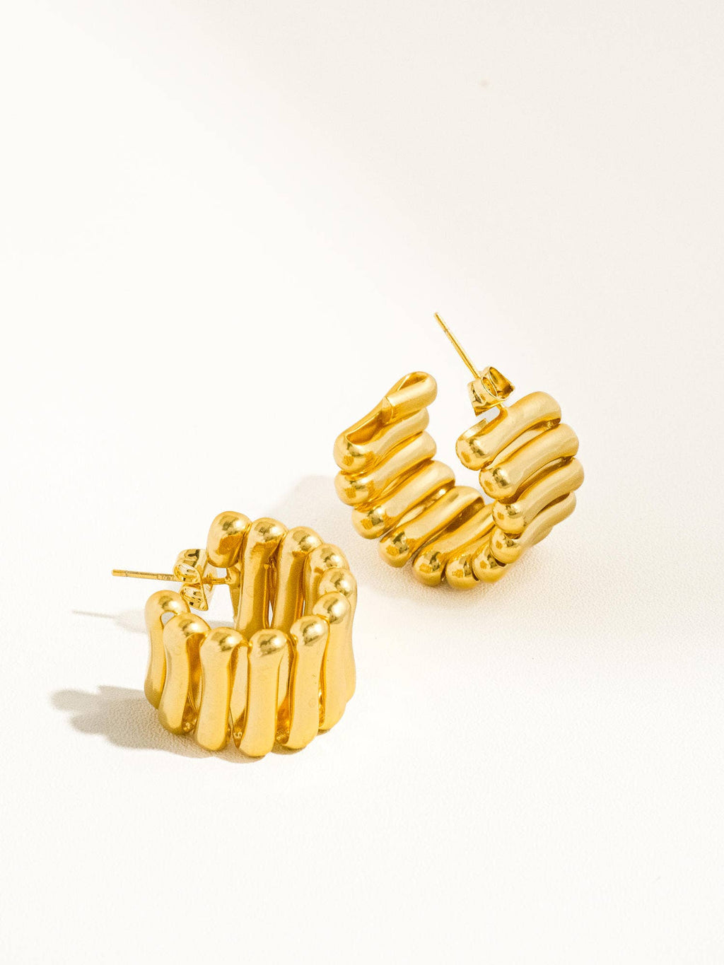 Nyla 18K Vintage Gold-Plated Modern Hoop Earring: Yellow Gold