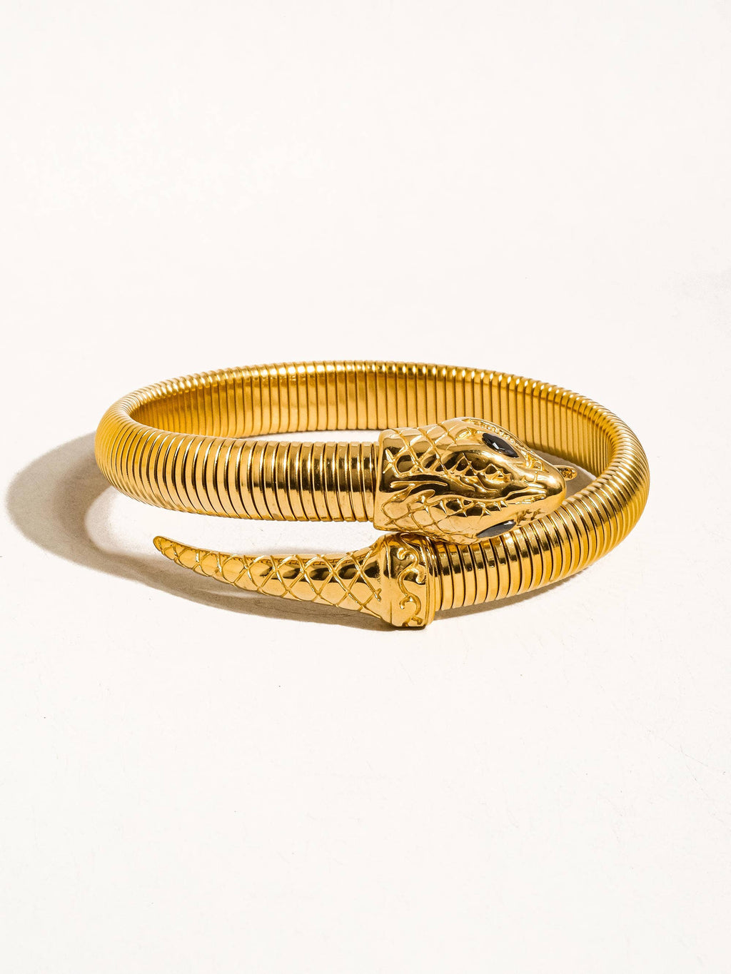 Paix 18K Gold Plated Non-Tarnish Serpent Bangle: Yellow Gold
